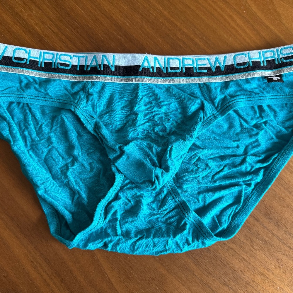 Andrew Christian Teal Brief with Pouch, Large